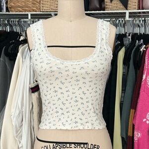 Lace Trimmed Floral Tank Top